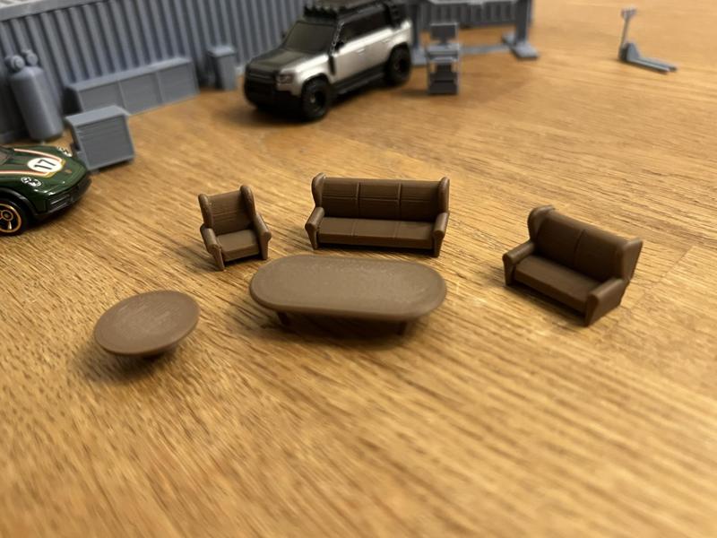 oldschool couch set 1/64 Hotwheel matchbox diorama
