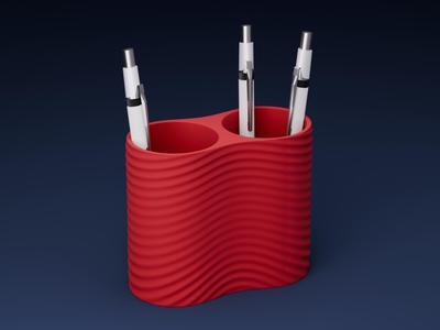 Dual Pen Holder with Wavy Texture