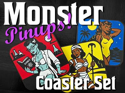 Classic Monster Pinups - Halloween Coasters