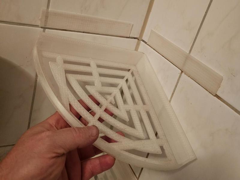 Corner bathroom shelf