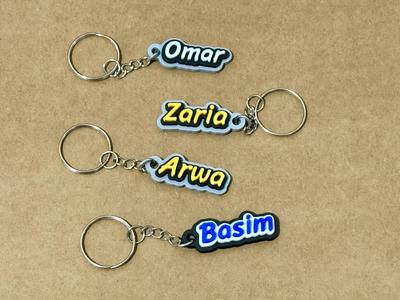 Custom Name Tag – 3D Stacked Text with Keyring 