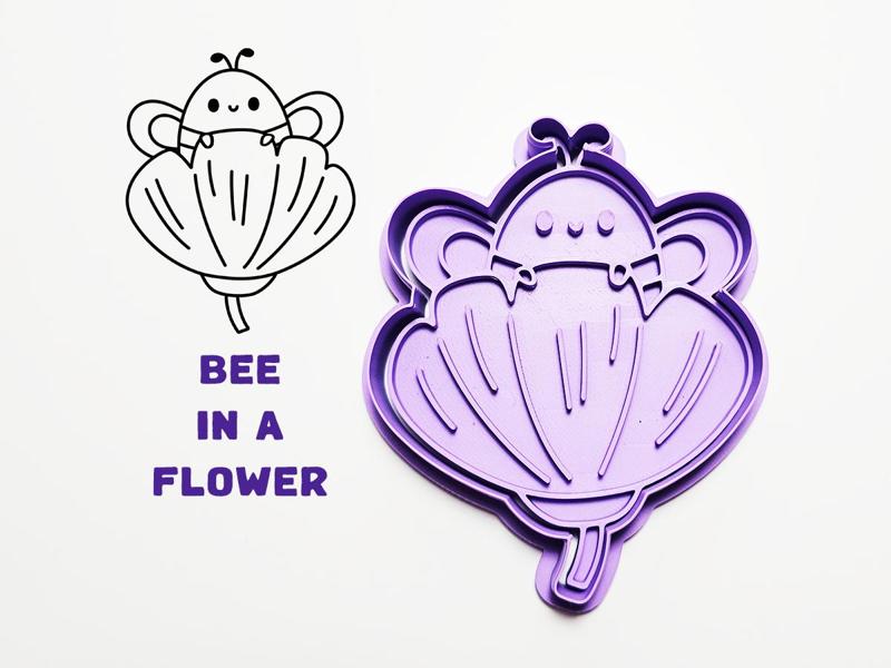 Bee In Flower Cookie Cutter / Stamp