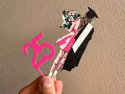 Graduation girl cake topper 