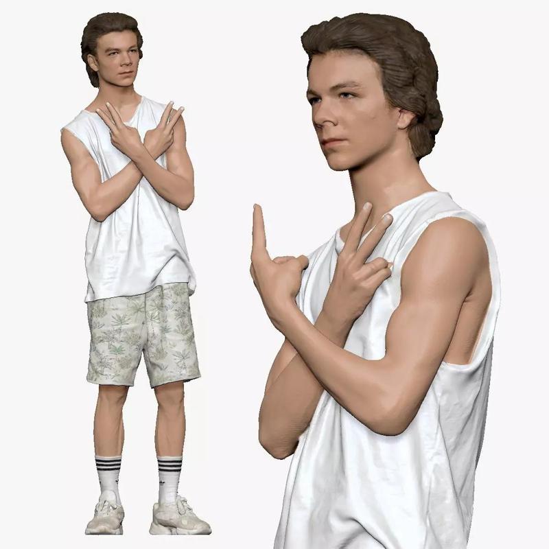 001269 junior boy in tank top palm shirts cool pose 3dp