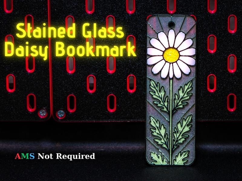 Stained Glass Daisy - Hueforge Bookmark