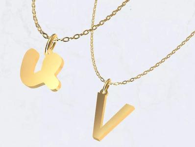 V - Letter Alphabet Pendant Necklace