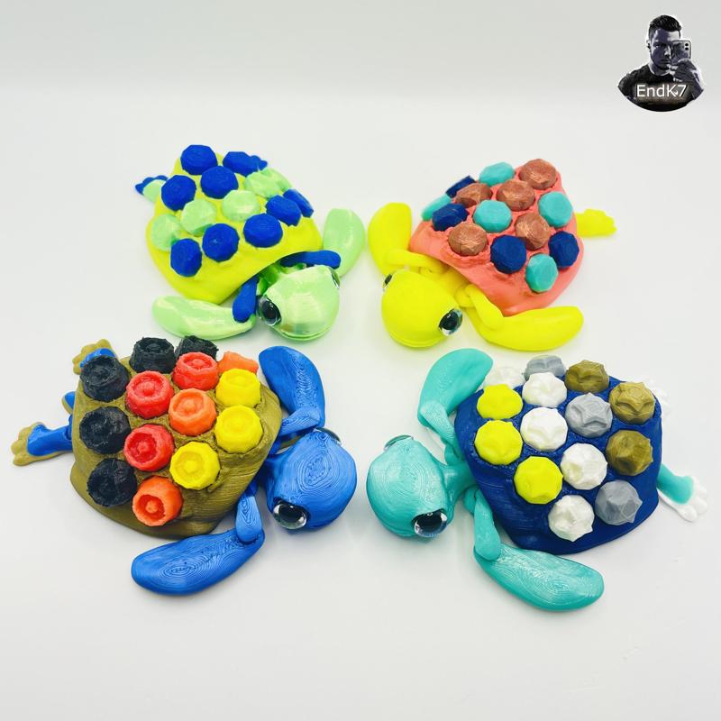 Cute Articulated Turtles #3 - Swappable & Customizable Shell - Print in Place - No Supports