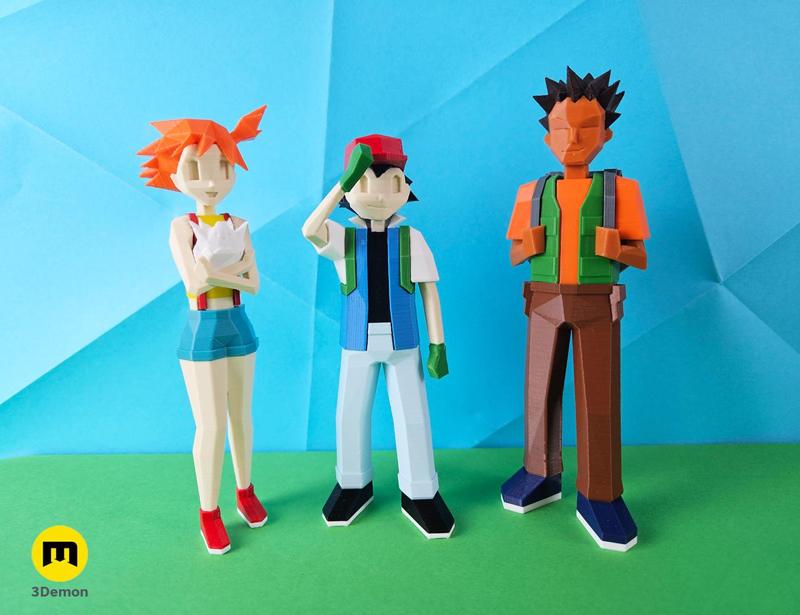 Low Poly Ash, Misty and Brock from Pokemon!