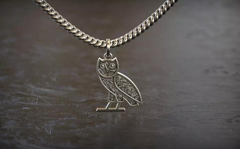 Stone Texture OWL OVO nugget Pendant