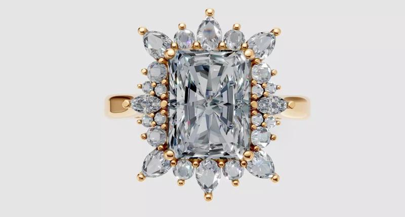 Square Halo Engagement Ring