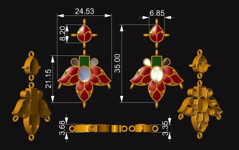 Kundan Earring - Jadau Tops Model No8