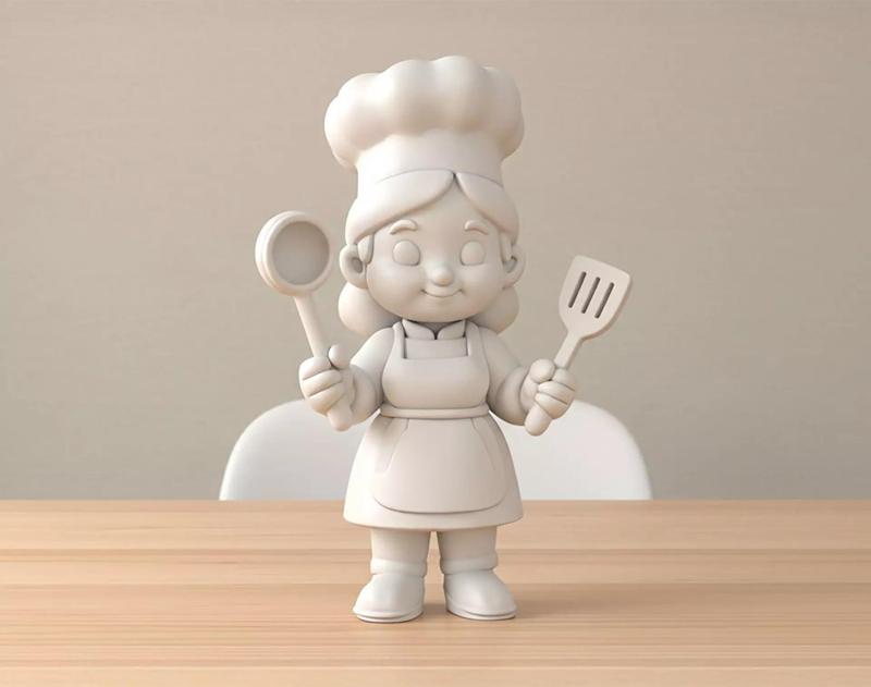 Cartoon Chef Woman 3D Printable