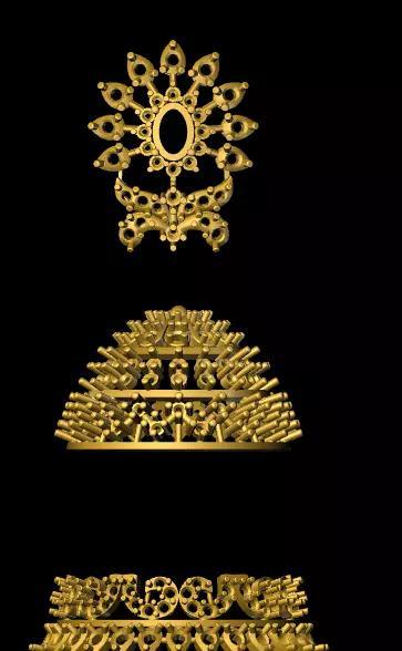 jumka three gold ornaments