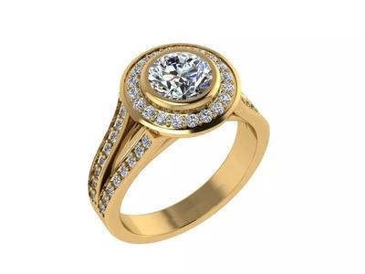 Ring019 gold engagement ring with diamonds