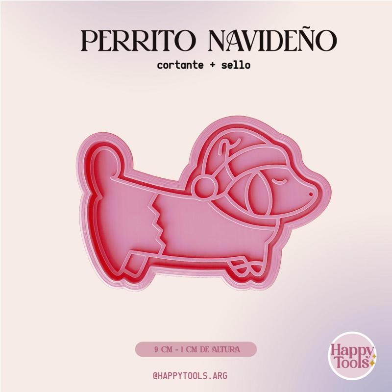 Cortante perrito navideño