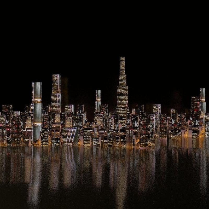 Cityscape at night 3d model