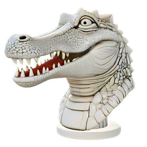 Roaring Crocodile Bust with Open Mouth