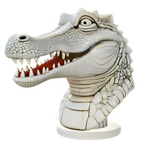 Roaring Crocodile Bust with Open Mouth