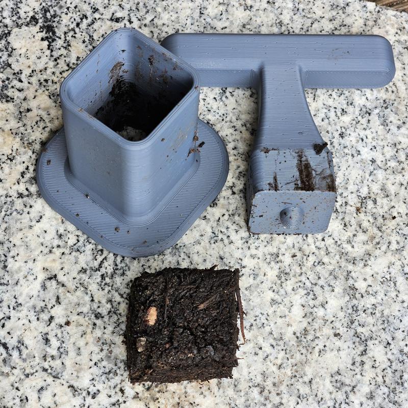 Soil pot press, soil ball press, cultivation, soil press, soil pot press, presse à terre, Erdtopfpresse,