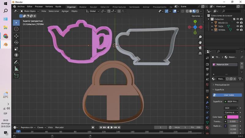 cup, teapot, bag, single rim cutter