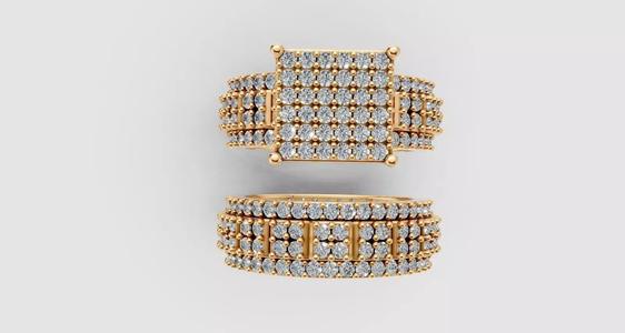 Square Cluster Diamond Gold Ring