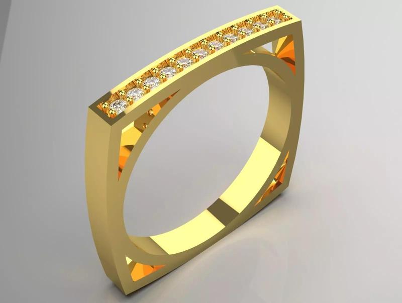Square and circle design jewelry ring jr00130