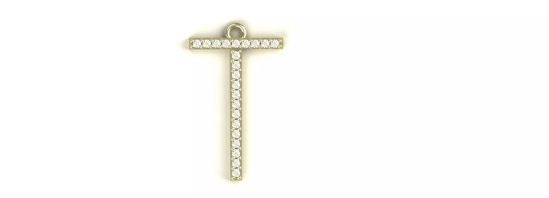 Diamond T Pendant Gold Silver Platinum Luxury Jewelry
