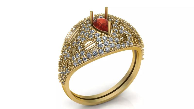 FANCY RUBY RING 3D PRINTABLE MODEL