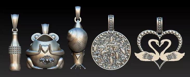 Halloween Silver Pendant Set  Frog Swan Rocket  Heart Medallion