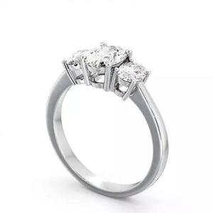 stl file three stone diamond engagement ring gold
