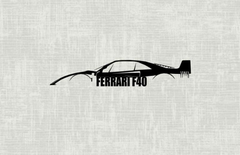 WALL ART F40 CAR WALLART FERRARI SILHOUETTE DECORATION