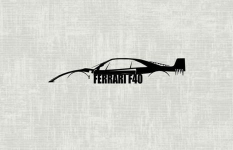 WALL ART F40 CAR WALLART FERRARI SILHOUETTE DECORATION