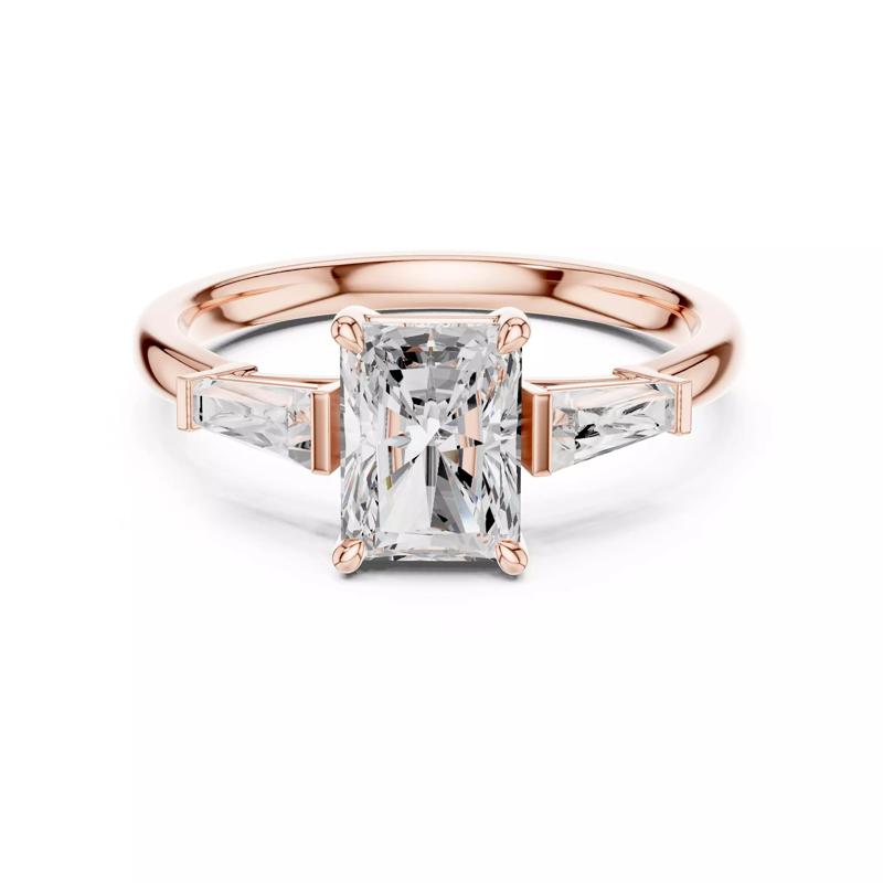 Three Stone Radiant and Taper Baguette Cut Ring 3DM STL Video
