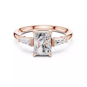 Three Stone Radiant and Taper Baguette Cut Ring 3DM STL Video