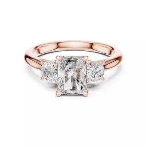 Three Stone Radiant Round Diamond Engagement Ring 3DM STL Video