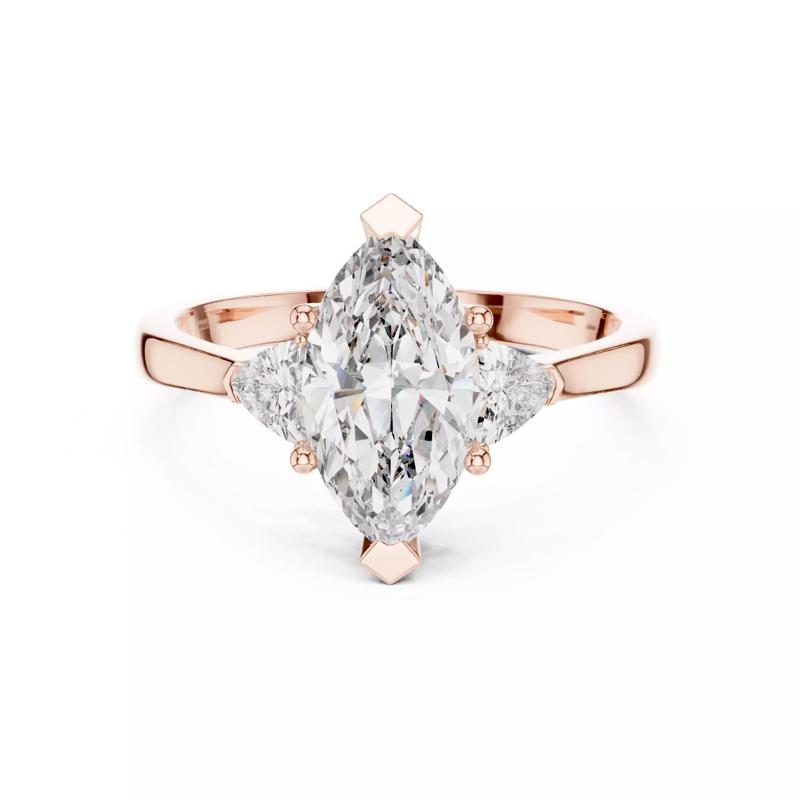 Three Stone Marquise and Trillion Cut Wedding Ring 3DM STL Video