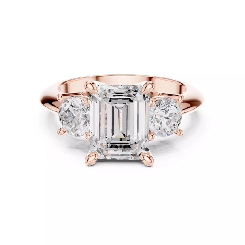 Three Stone Emerald and Round Cut Engagement Ring 3DM STL Video