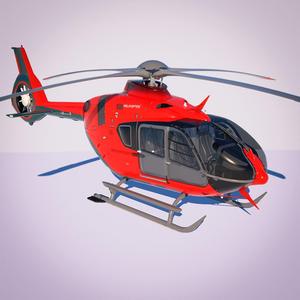 3d model of Airbus Helicopter H135 with cockpit and interior