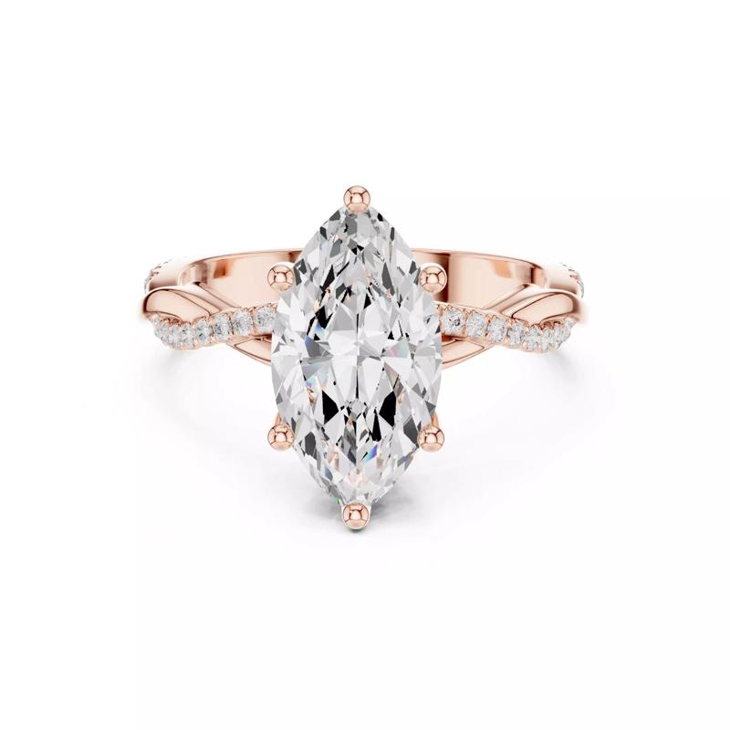 Twisted Shank Marquise Cut Diamond Engagement Ring 3DM STL Video