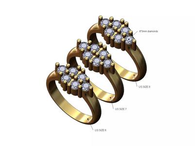 Triangular sides diamond cluster ring US sizes 6 7 8