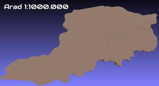 Romania 3D Map of Arad County 1 to 1000000