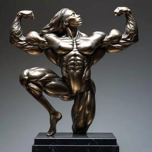 Imposing Anatomy Bronze Muscles  Determination Athletic Power