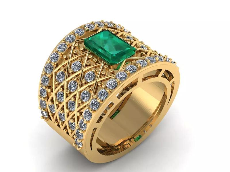MEN EMERALD RING 3D PRINTABLE MODEL