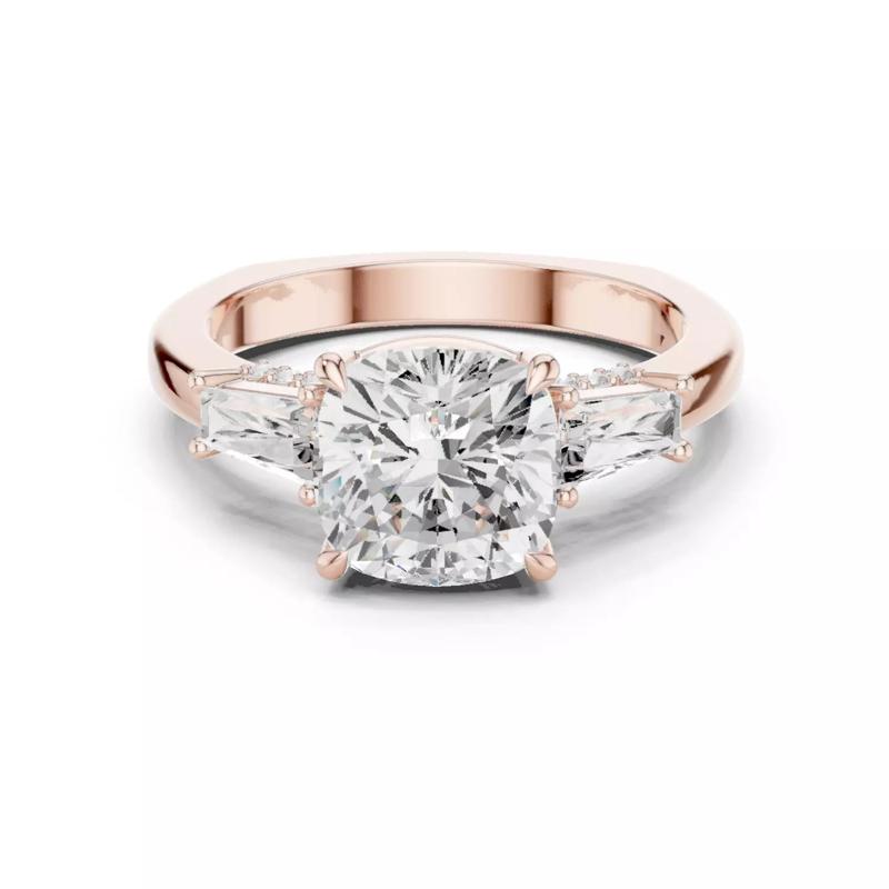 Baguette Cushion Solitaire Ring 3dm stl renders animation videos