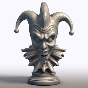 Creepy Jester Bust Sinister Clown Head Sculpture