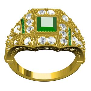 Green Princess Diamond Vintage Ring for Women
