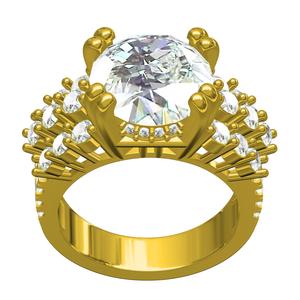 Double Prong Triple Row Shank Solitaire Ring