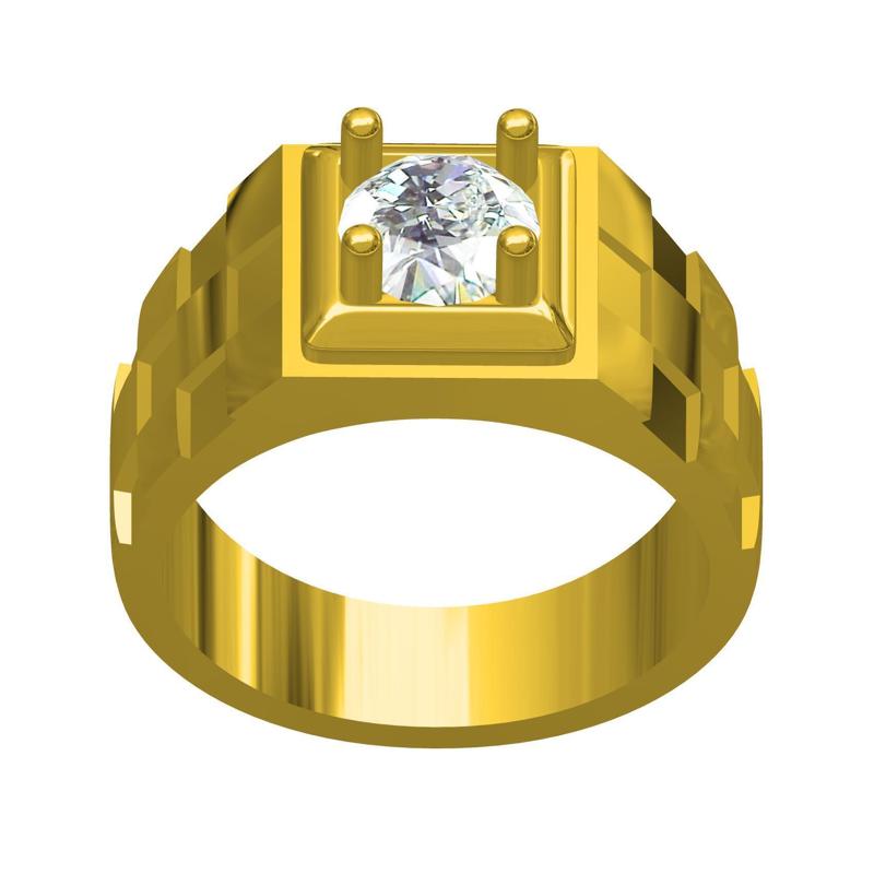 Single Round Diamond Signet Style Ring