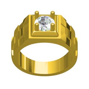 Single Round Diamond Signet Style Ring