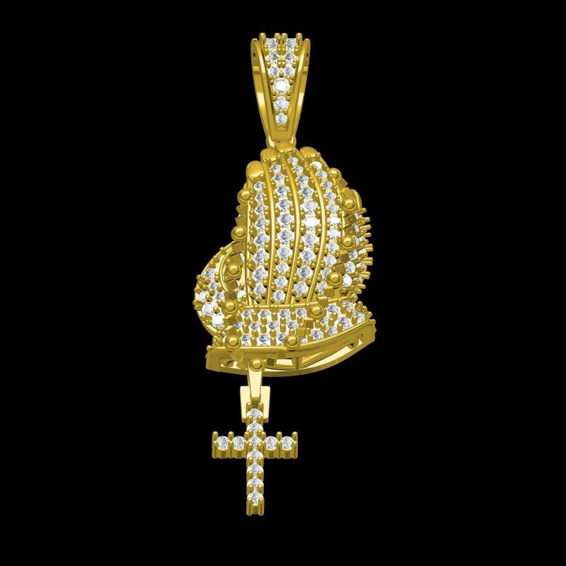 Praying Hands with Cross Diamond Pendant
